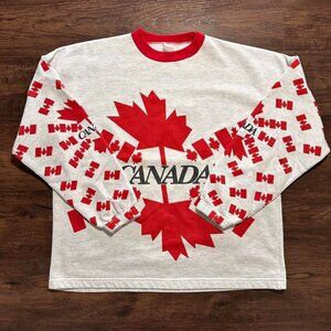 VINTAGE 90s CANADA All Over Print Sweatshirt AOP - Fits XL